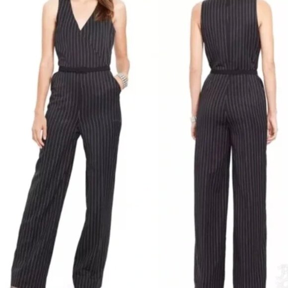 Lauren Ralph Lauren Pants - NWT Ralph Lauren Black/Cream Pinstripe Pant Jumpsuit Sz 12-Gorgeous/Classic